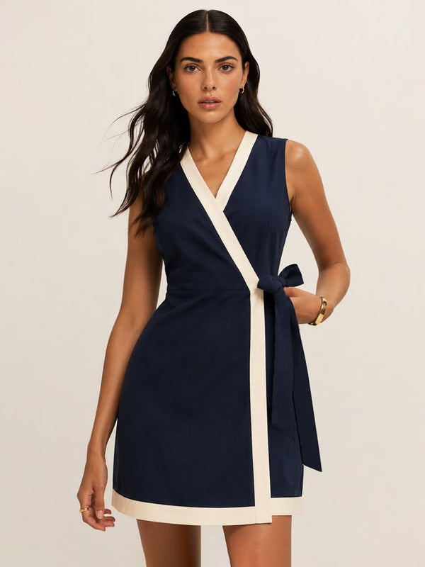 Wrap tie mini dress
