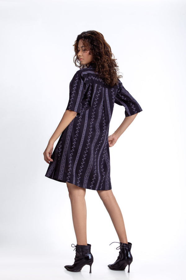 Elbow-Sleeve Mini Shirt dress