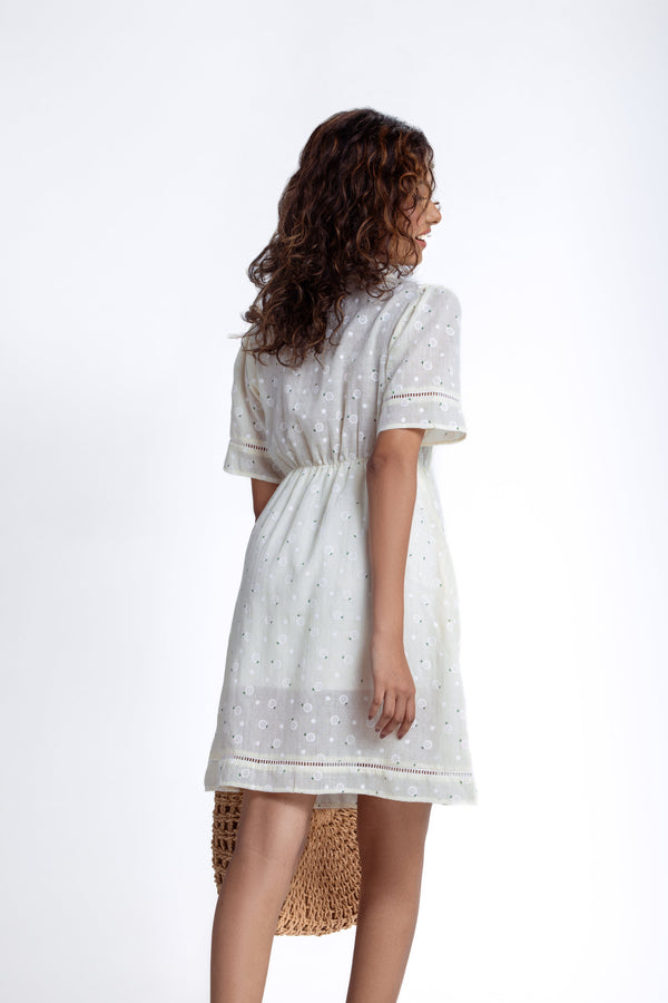 Short-Sleeve Floral Shirt Dress