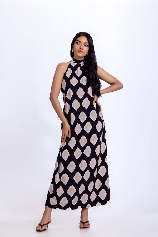 Sleeveless Maxi Dress With High Neck