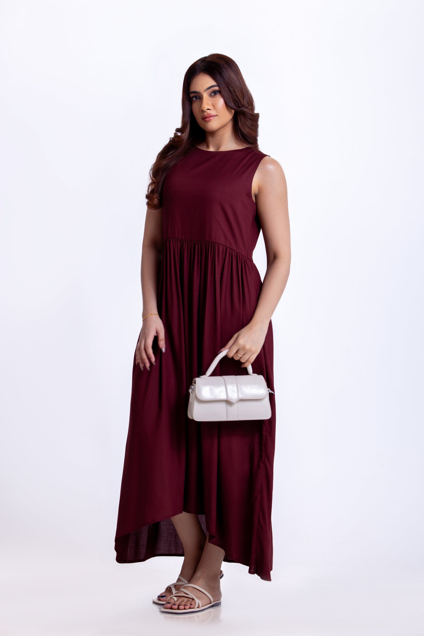 Sleeveless Dress With Side Yokes