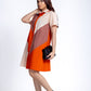 Cotton Shirt Collar Dress in Color Block