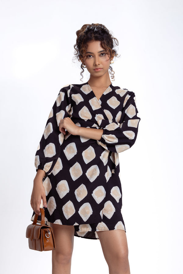 Long Sleeve Mini Wrap Dress