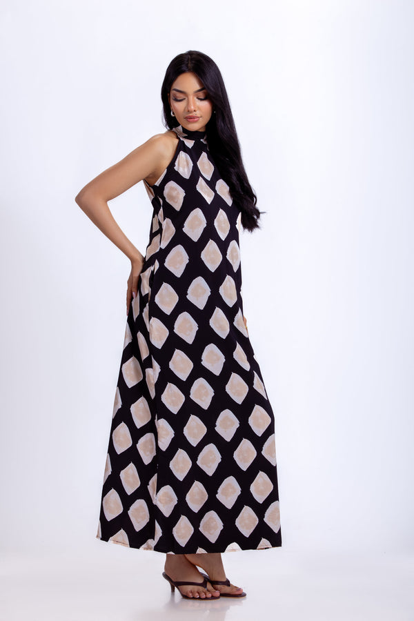 Sleeveless Maxi Dress With High Neck